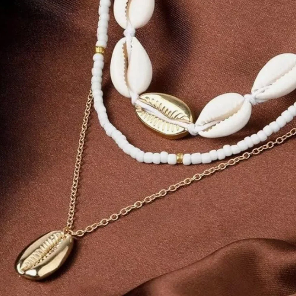 NEW! Seashell Layered Gold-Plated – Bohemian Beach Pearl Jewelry